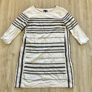 FOR CYNTHIA Embroidered Sz Medium Linen Blend 3/4 Sleeve Relaxed Fit Lagenlook‎